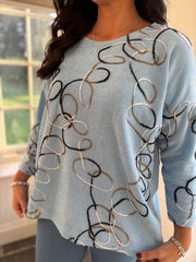Light Blue Chenille Rope Sweatshirt Teya