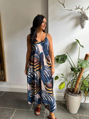 Navy Abstract Patterned Dress Odette