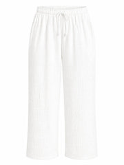 White Bubble Cotton Trousers