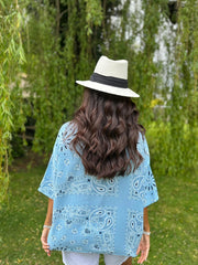 Blue Paisley Bubble Cotton Top Quinley