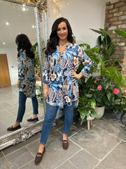 Navy Speckled Floral Tunic Gloria