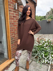 Chocolate Ribbed Knit Dress Yasmin