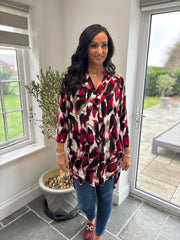 Wine Large Brushed Leopard Tunic Gloria