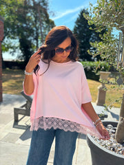 Pink Lace Hem Tee Beryl