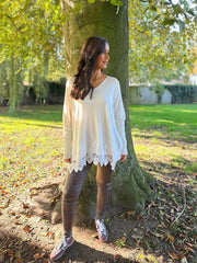 Winter White Lace Detail Knit Zoey