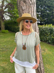 Khaki Multi Hole Layered Top Laurel