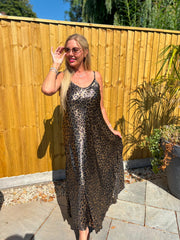 Golden Leopard Shimmer Dress Michelle
