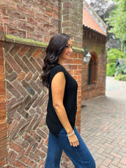 Black V-Neck Knitted Vest Evelyn