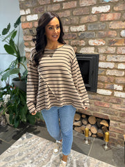 Mocha Striped Knit Top Danielle
