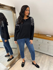 Black Animal Pattern Knit Louisa