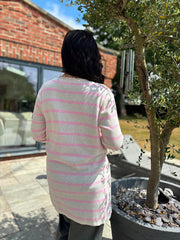 Pink Striped Longline Cardi Haven