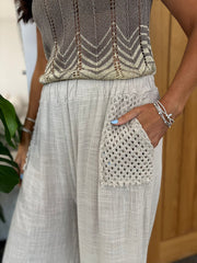 Stone Multi Hole Detail Trousers Terri