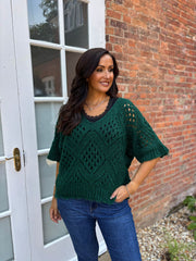 Forest Green Cosy Diamond Knit Sofia