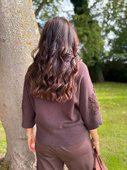 Chocolate Floral Lace Knit Joanne