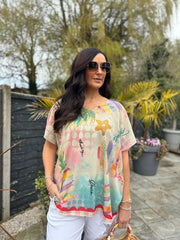 Gold Longline Multi Pattern Shimmer Top Helena