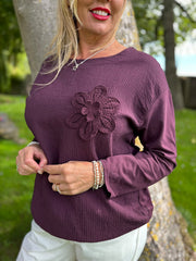Grape Ribbed Flower Top Mika