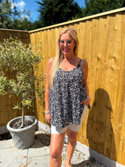 Black Ditsy Floral Vest Top Lyra