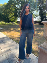 Navy Fluffy Hem Knitted Tank Gina