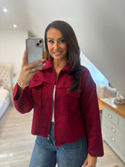 Red Boucle Zip Jacket Estella
