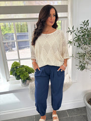 Stone Pointelle Open Knit Kyra