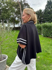 Black Stripe Detail Button Top Leona