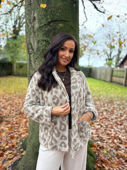 Stone Leopard Teddy Fleece Coat Harley