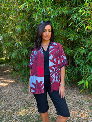 Wine Coastal Palm Blouse Naomi