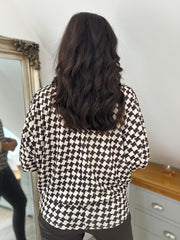 Chocolate Geometric Batwing Top Edie