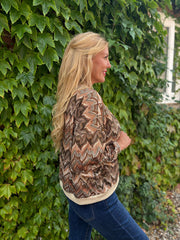 Mocha Zig Zag Shimmer Jacket Fern