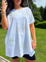 White Diamante Burst Tunic Halle