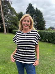 Black Stripe Knit Top Stacey