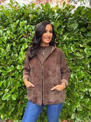 Chocolate Chenille Zip Hoodie Mia