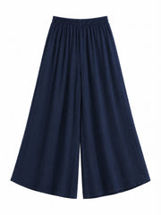 Navy Wide Leg Pull On Trousers Cara