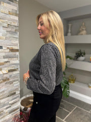 Charcoal Sparkle Diamante Cropped Jacket Zoe