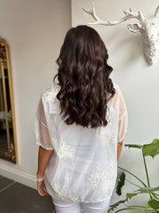 White Sheer Floral Top Vicki