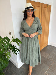 Khaki Luxury Elegant Lace Dress Athena
