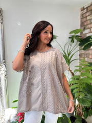 Mocha Embroidered Top Zella