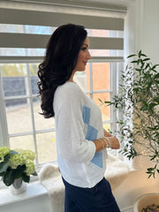 White Diamond Crew Neck Knit Fran