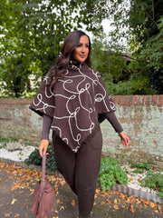 Chocolate Boucle Swirl Pattern Poncho