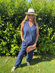 Navy Textured Vest Top Kaylee