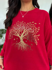 Red Tree of Life Ribbed Sweatshirt Brooke