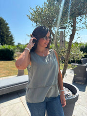 Khaki Layered Sleeveless Top Kaitlyn