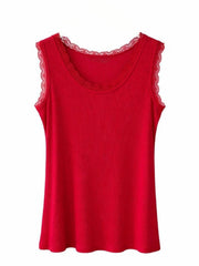 Red Ribbed Lace Vest Trina