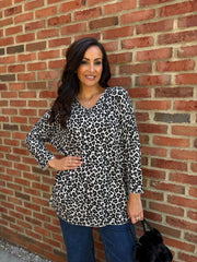 Stone Leopard Fine Knit Top Bella