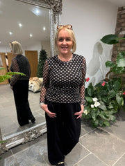 Black Polka Dot Mesh Top Sofia