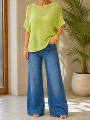 Lime Cotton Reverse Seam Knit Jo