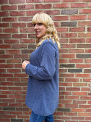 Navy Geometric Knit Top Danielle