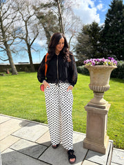 White Polka Dot Wide Leg Trousers Misty
