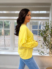Yellow Ruffle Sleeve Sweatshirt Ava