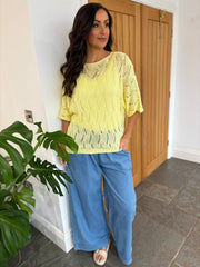 Lemon Pointelle Knit Pattern Top Nina